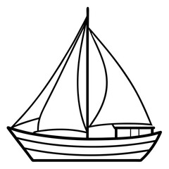 Minimal Sailboat Vector on White