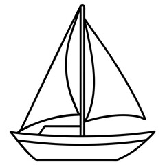 Minimal Sailboat Vector on White