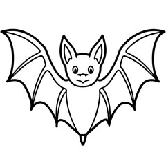 Bat vector illustration line art and white background