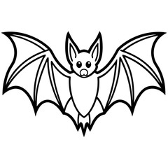 Bat vector illustration line art and white background
