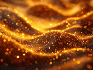 Smooth golden-yellow 2D texture with embedded glitter particles. Abstract design concept