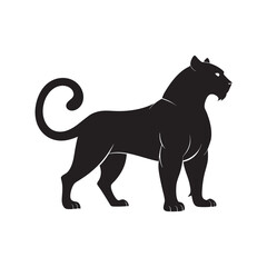 Alert Standing Panther Silhouette Vector