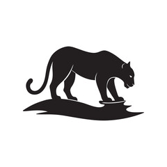 Panther Drinking Water Silhouette Art