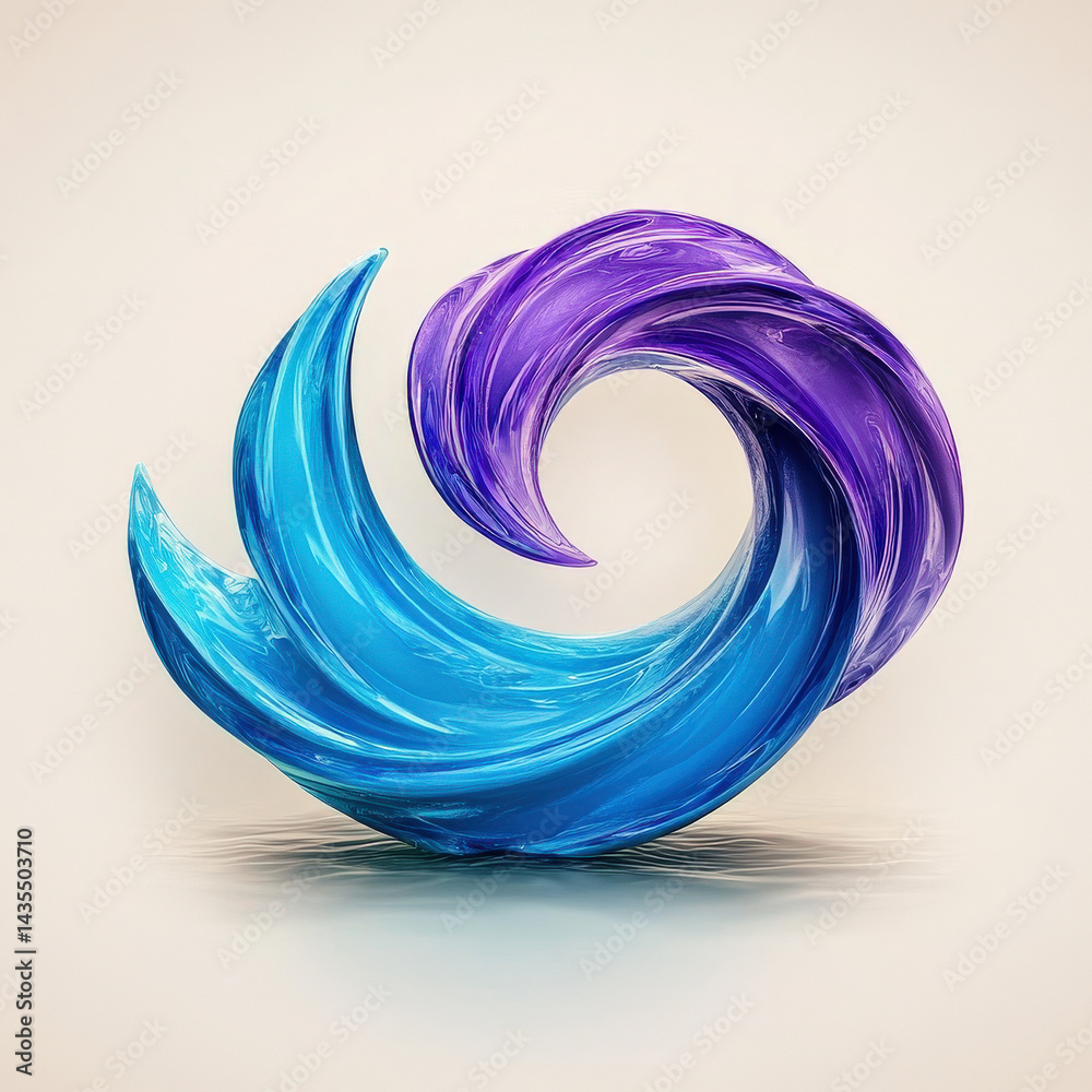 Aufkleber vibrant and modern abstract sculpture featuring swirling blue and purple forms, creating dynamic and