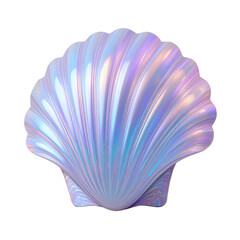 Fototapeta premium Iridescent seashell, pastel gradient isolated on pure white background.