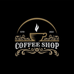 Vintage coffee shop design logo template