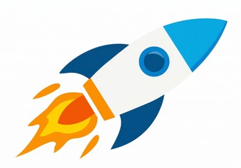 Cartoon Rocket Launching Into Space