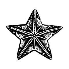 A glyph style illustration of a nautical star