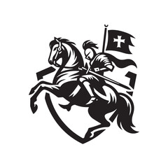 Heroic Knight Emblem with Sword and Shield