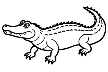 Fototapeta premium Alligator full body vector illustration line art and white background