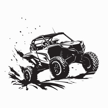 Sand dune bashing offroad Utv rally buggy Image vector on white background.