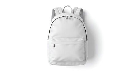 White Backpack Isolated on White Background Overhead View