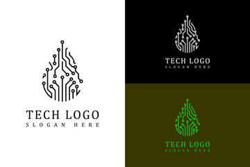 fire flame made with circuits line abstract illustration, vector, logo for data center, deep learning, cloud computing, internet of things, information technology, blockchain, tech, and more