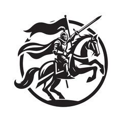 Knight Riding Horse with Sword and Shield