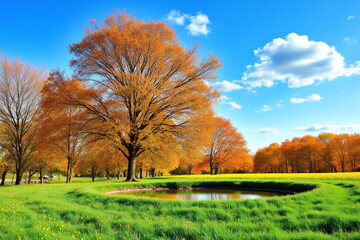 tree in the middle of a field with yellow flowers