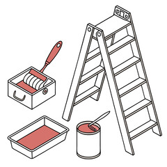 paint roller and brush