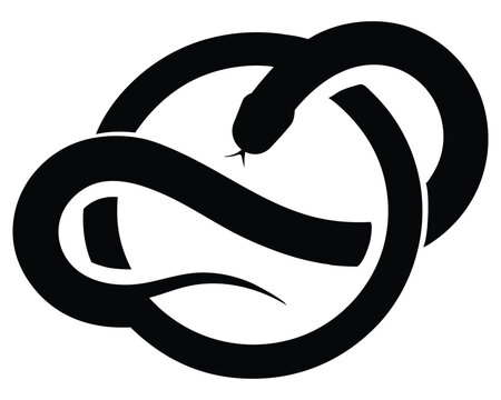 Minimalist Snake Wrapped Around Infinity Circle Logo Design