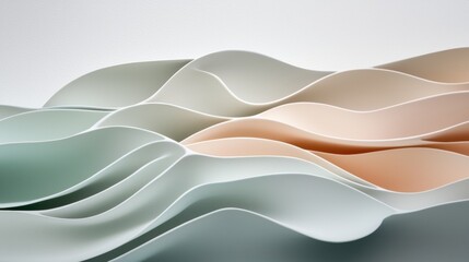 A series of abstract, organic shapes in various pastel shades of pink, peach, and light green.