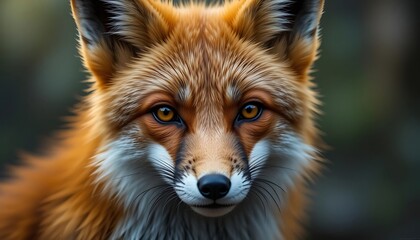 Obraz premium Red Fox Portrait: Intense Gaze, Lush Fur, Wildlife Art