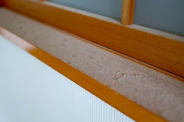 室内の窓枠に堆積したホコリ