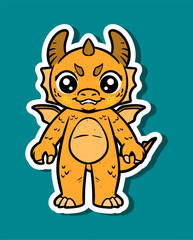 Cartoon Character of a Cute Yellow Dragon Standing