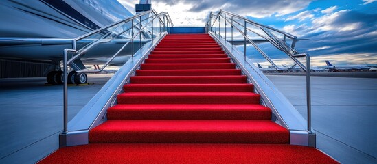 Red Carpet Stairs to Private Jet