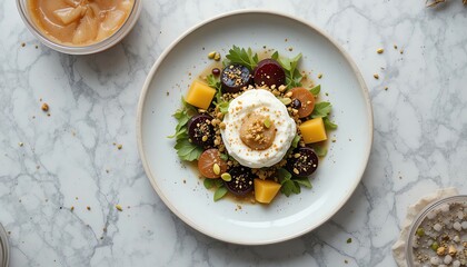 Gourmet Beetroot and Mango Salad with Whipped Feta for Food Catering
