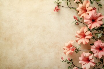 Delicate peach blossoms arranged in a soft pastel background.