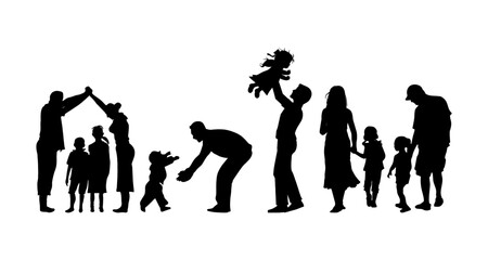 vector silhouette happy family illustration