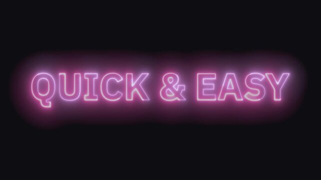 Quick & Easy Neon Text Seamless Loop 4K (Black Background) | Animated Promotional Typography for Video Editing