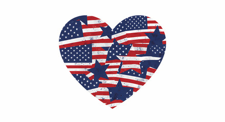 Patriotic American Flag Heart: 4th of July, Independence Day Graphics, USA Love