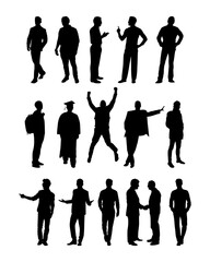 vector silhouettes of man poses set collection