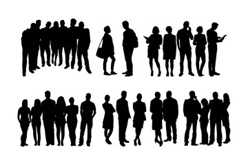 vector silhouettes woman and man in office