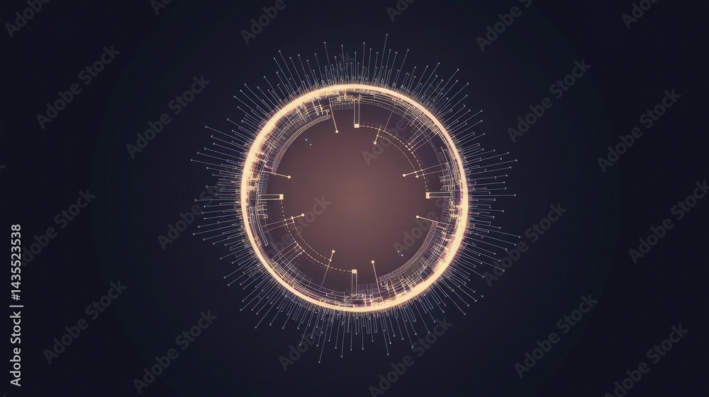 Poster abstract digital illustration of futuristic technology, representing connectivity and data visualiza