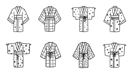 Kimono Line Art Illustration in Beautiful Monochrome Sketch Art