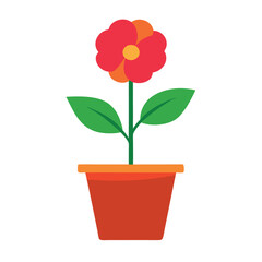 Create a portulaca flowers with pot on white background 1.