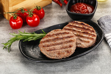 Grilled two beef burger cutlet