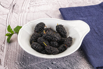 Juicy sweet mulberry in the bowl