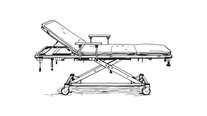 Medical stretcher outline line art illustration for medical equipment guides