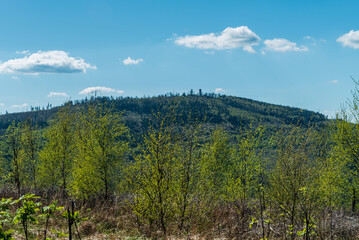 Biskupska kupa hill in Zlatohorska vrchovina mountains on czech-polish borders