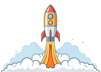 Launch of a rocket clip art on a transparent background