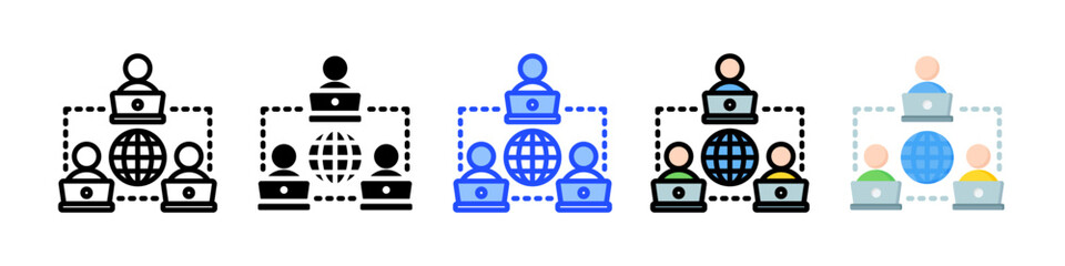 Remote Working Icon Collection With Multiple Styles
