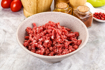 Raw beef minced meat for cooking