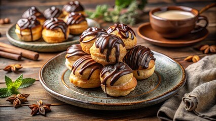 Chocolate Cream Puffs with Coffee