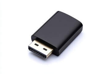 A displayport adapter with gold plated connector isolated on white background