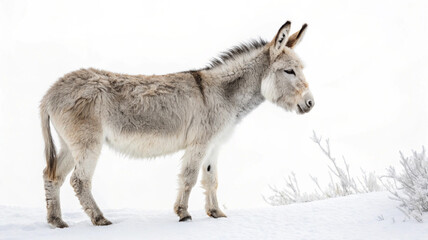 Naklejka premium Cute Donkey Photo with White Backdrop