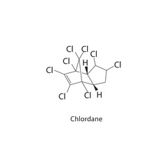 Chlordane skeletal structure. Pesticide/Organochlorine compound schematic illustration. Simple diagram, chemical formula.
