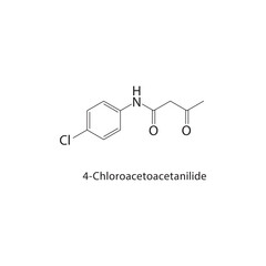 4-Chloroacetoacetanilide skeletal structure. Organic Chemical Compound compound schematic illustration. Simple diagram, chemical formula.