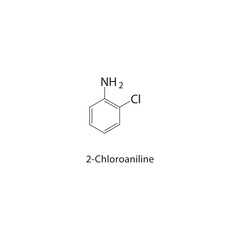 2-Chloroaniline skeletal structure. Aromatic Amine compound schematic illustration. Simple diagram, chemical formula.