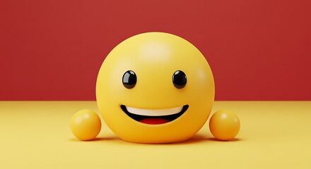 Smiling 3D Emoji: Joyful Yellow Face with Minimalist Background